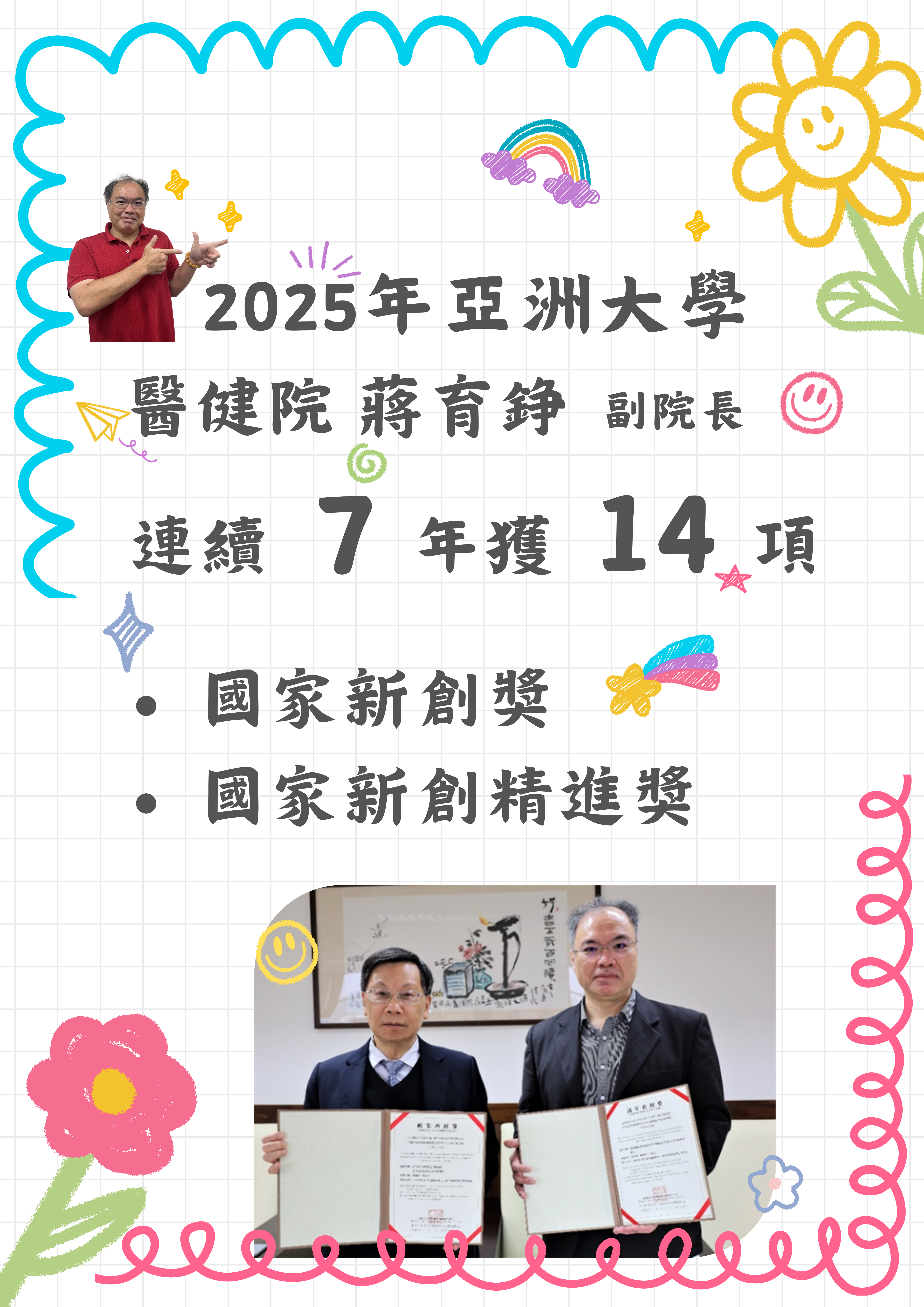 蔣育錚老師獲獎